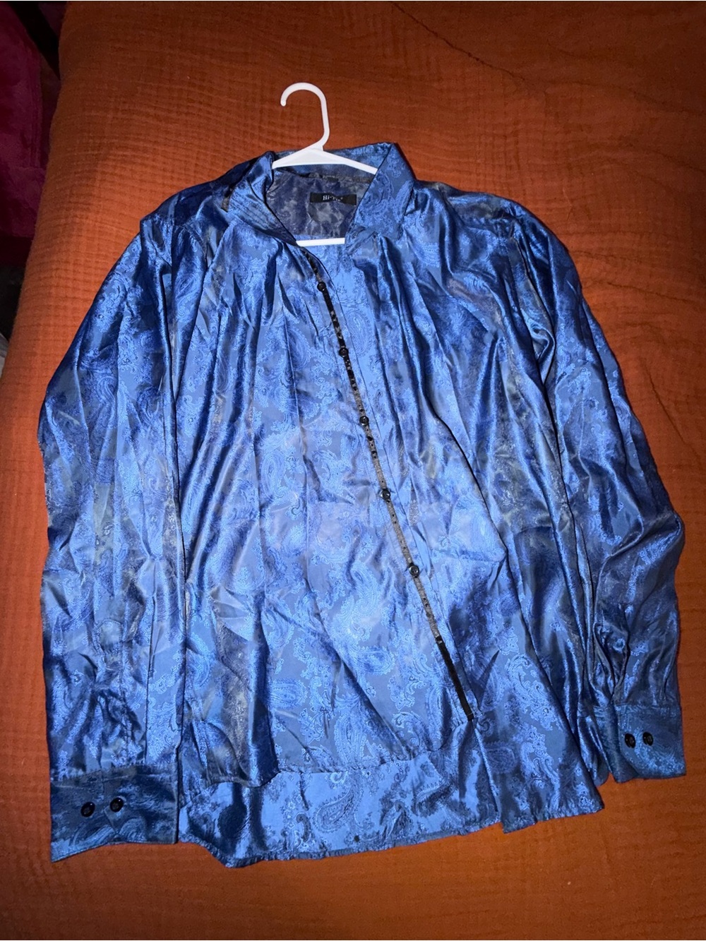 Men's Shimmery Blue Dress Shirt Jacket